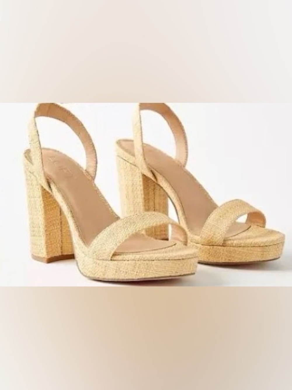 Loft Women’s Neutral Woven Platform Block Heel Sandals  (size 9.5)